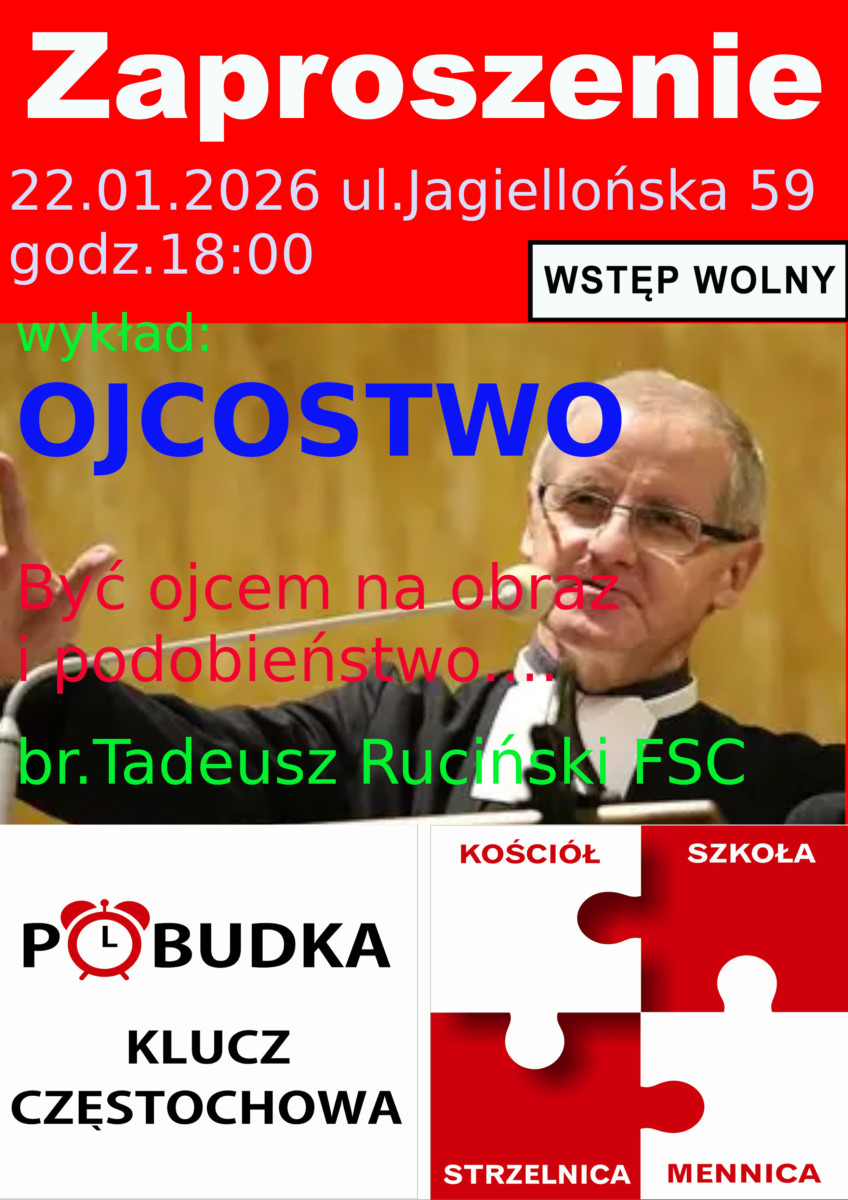 Ojcostwo – wykład Częstochowa czwartek 22 stycznia godz.18 00
